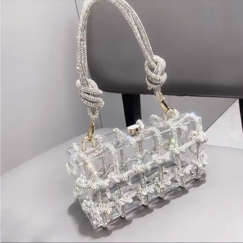 Gold and Silver Transparent Clutch with Industrial Design - Picture 7 of 7